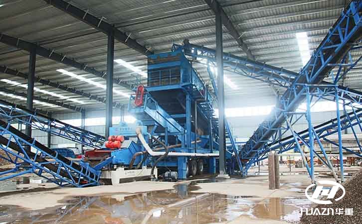 時產150噸鵝卵石移動破碎生產線在宜陽開機